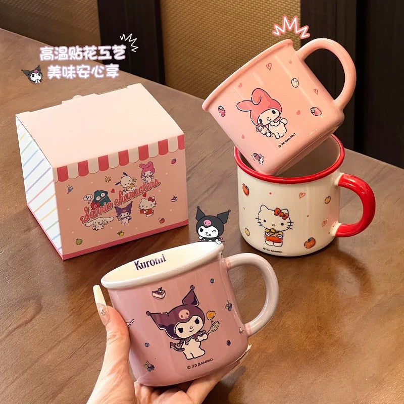 Sanrio mug kulomi genuine ceramic mug girls home breakfast milk mug cartoon cute drinking cup