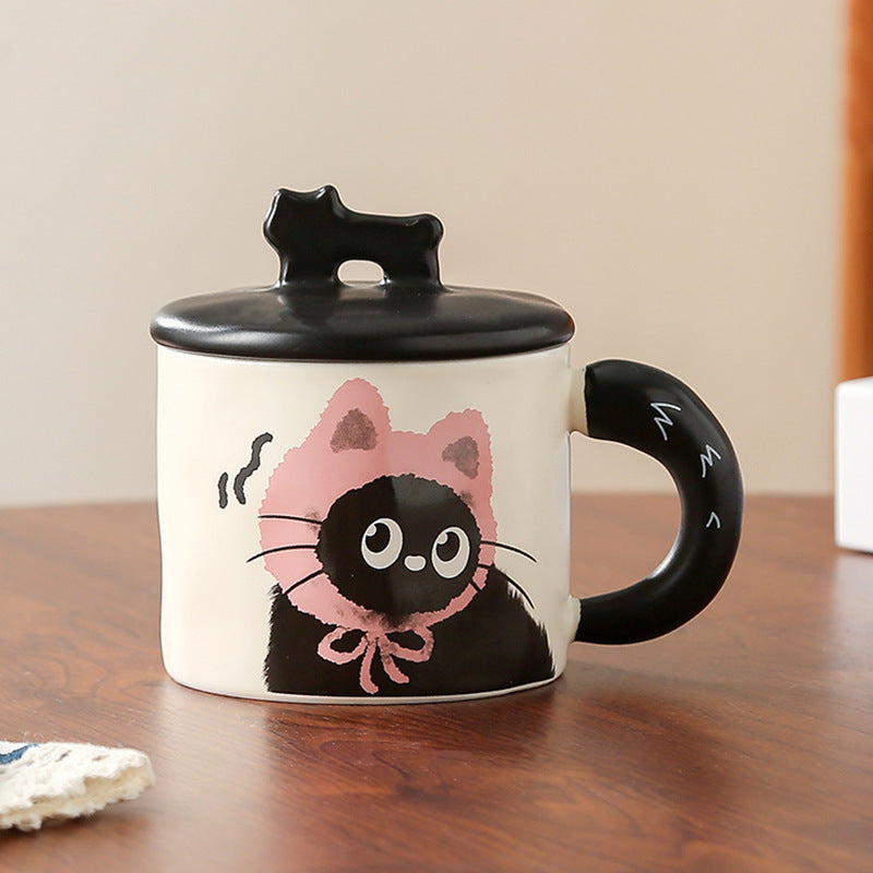 Cute cat mug with lid couple ceramic water cup home girl high value gift box cup office coffee mug