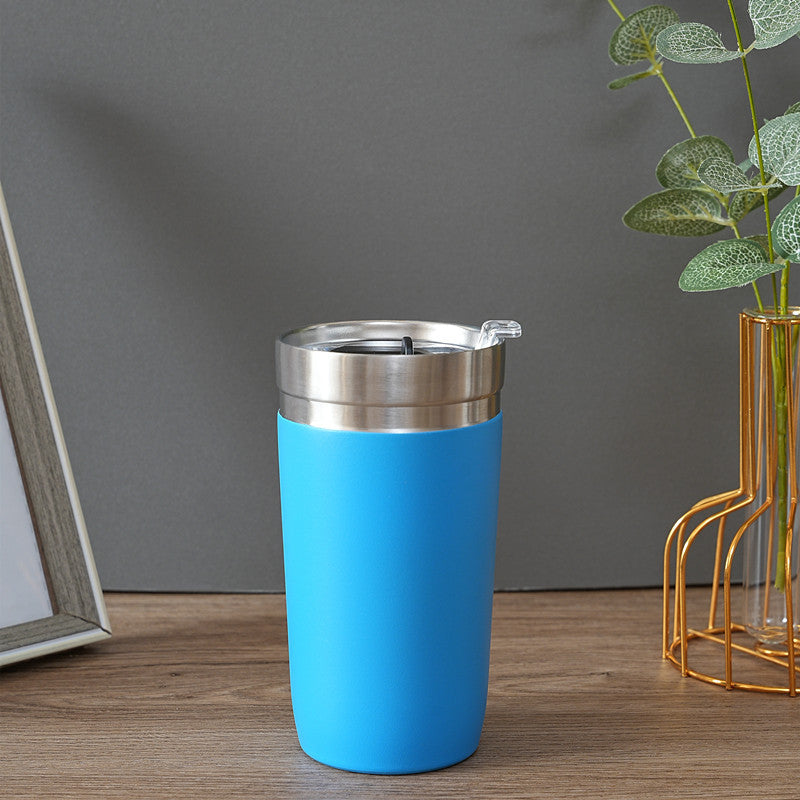 Foreign trade hand-in-hand lifting straw ice master cup cold milk cup 304 stainless steel beer mug outdoor sports kettle