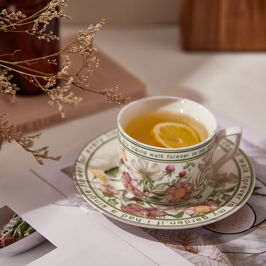Retro ceramic sunflower blossom coffee cup saucer set gift box high-value mug souvenir high-quality cup
