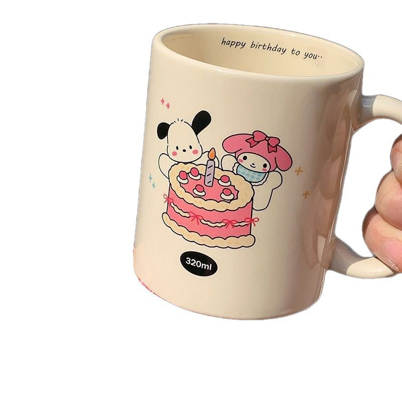 Cute Pacha Dog Melody Ceramic Mug Ins Wind Cartoon Household Water Cup High Value Breakfast Water Cup