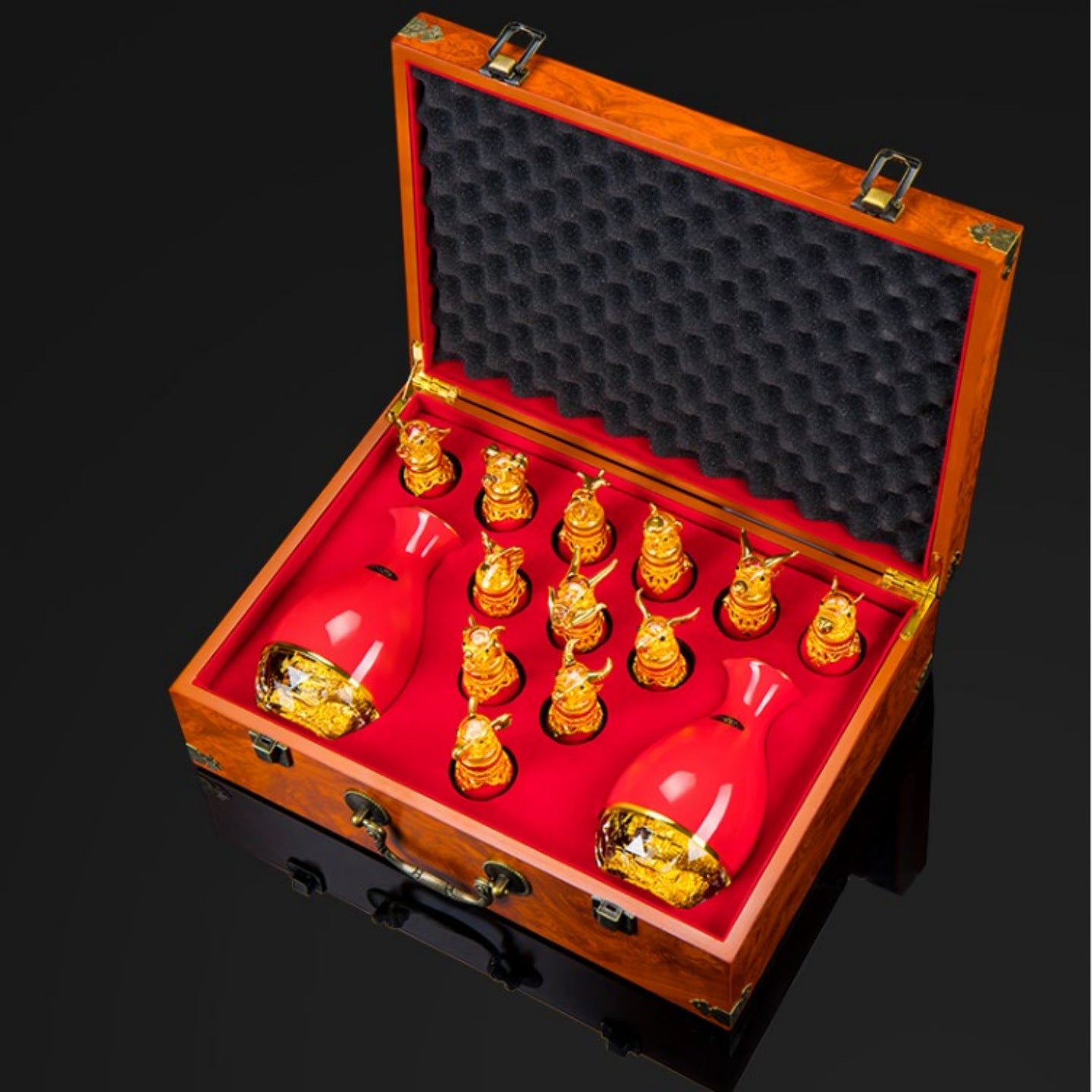 Bone bone china zodiac liquor set Chinese style liquor cup beast head spirits creative wine set gift box set