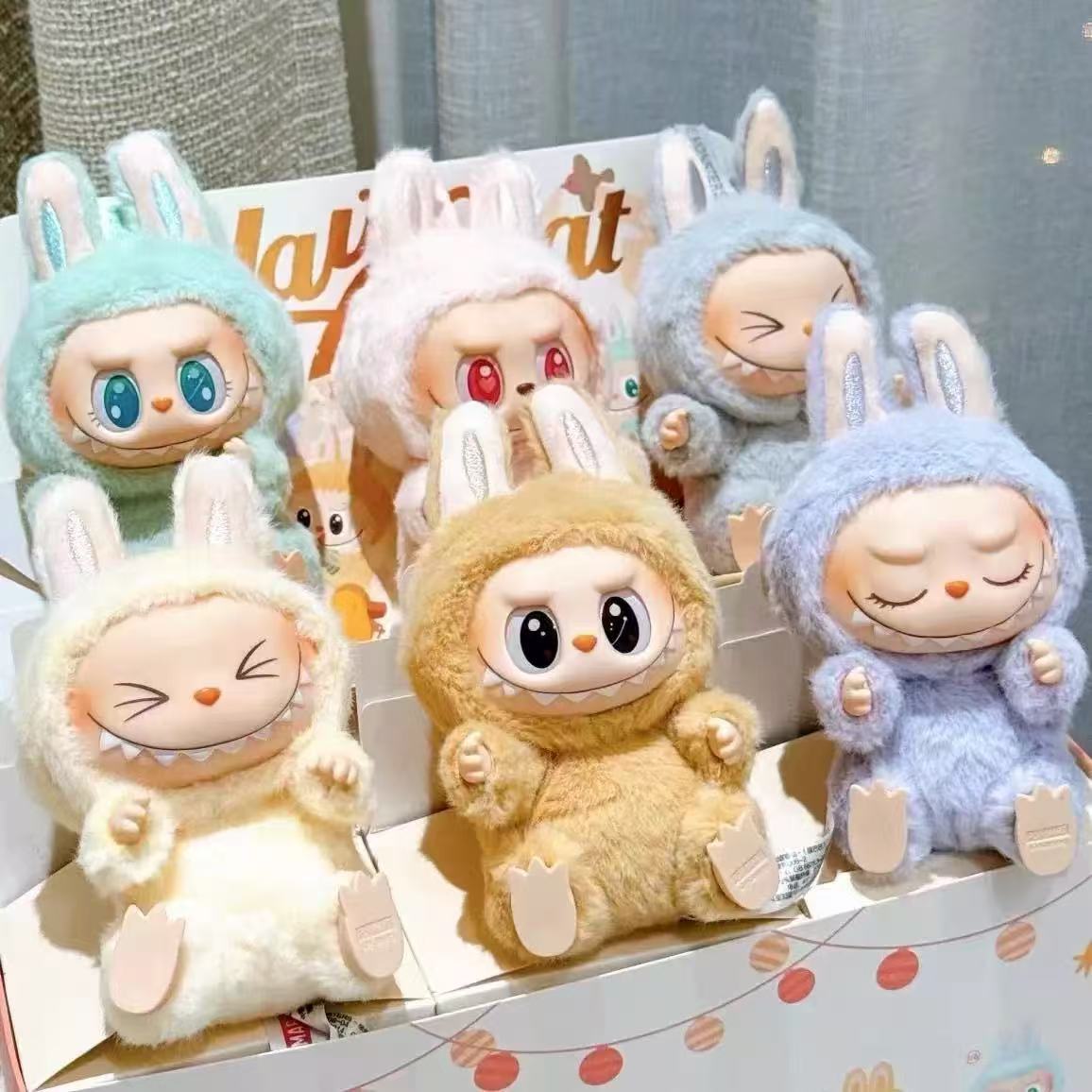 Spot Rabu cloth generation vinyl doll doll doll keychain blind box LABUBU sitting party plush sound