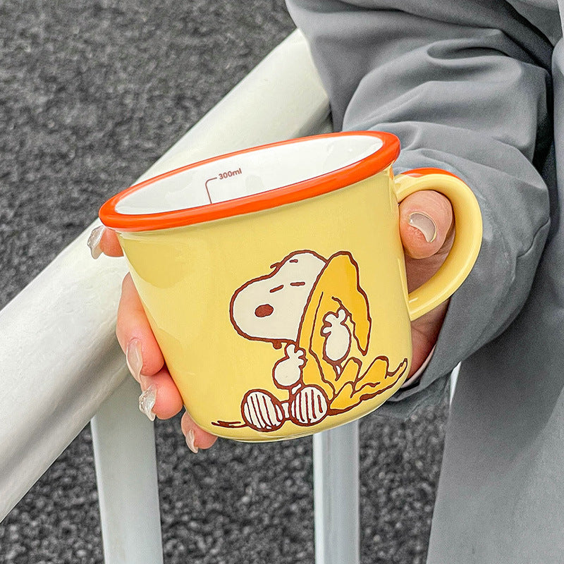 Snoopy mug ceramic high value mug home drinking water office water cup couple oatmeal mug breakfast mug