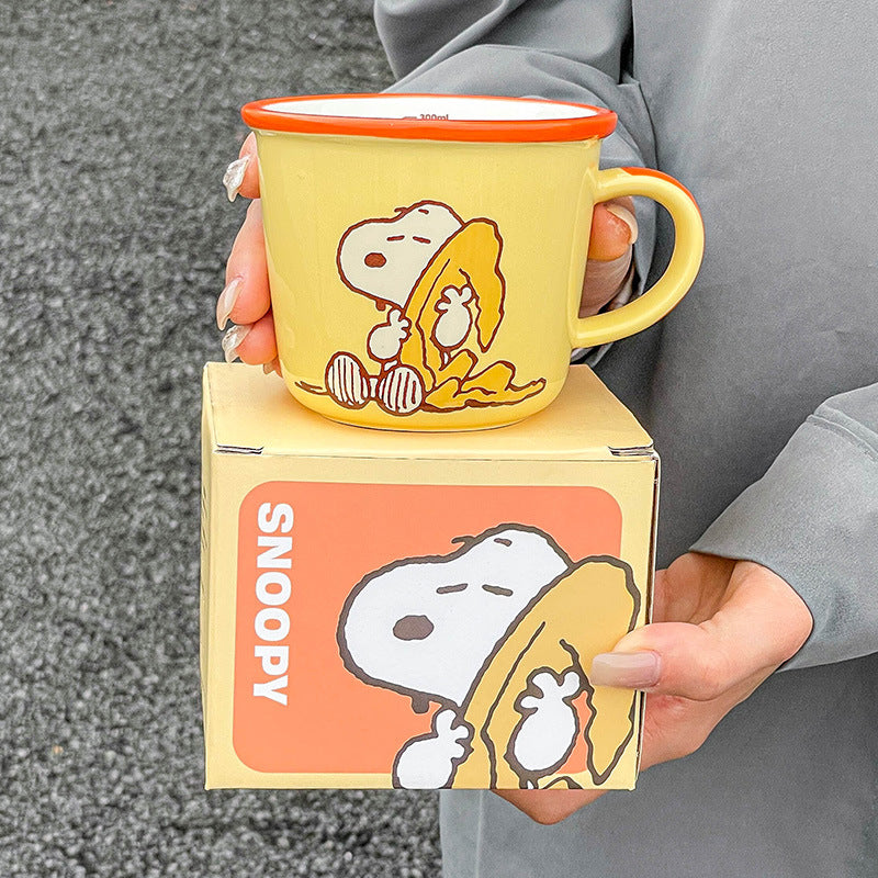 Snoopy mug ceramic high value mug home drinking water office water cup couple oatmeal mug breakfast mug