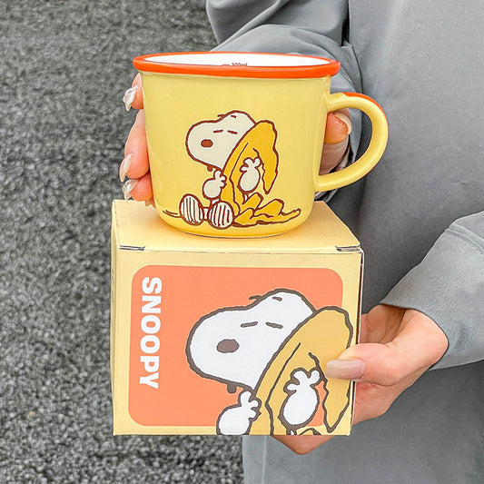 Snoopy mug ceramic high value mug home drinking water office water cup couple oatmeal mug breakfast mug