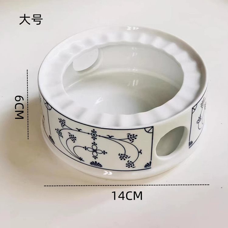 Blue and White Porcelain Alcohol Stove Blue European Style Retro Coffee Pot Export Ceramic Cold Water Kettle Household Wine Warming Jug Blue Hook Flower Keg