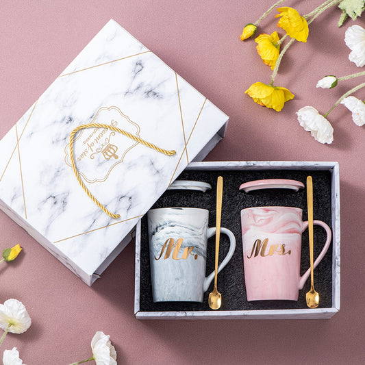 Souvenirs, ceramic pair cup set, wedding return gift, full moon gift, opening gift, business couple cup can be printed with logo