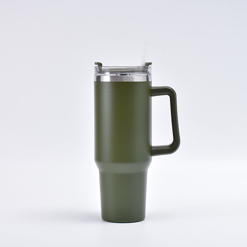 40oz handle mug 304 stainless steel thermos mug sports kettle coffee red wine mug straw portable water mug logo