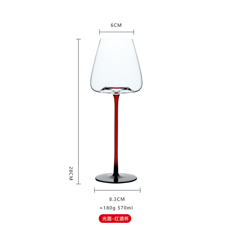 Light luxury burgundy red wine glasses home black and red bow tie crystal glass big belly goblet champagne glasses barware wholesale