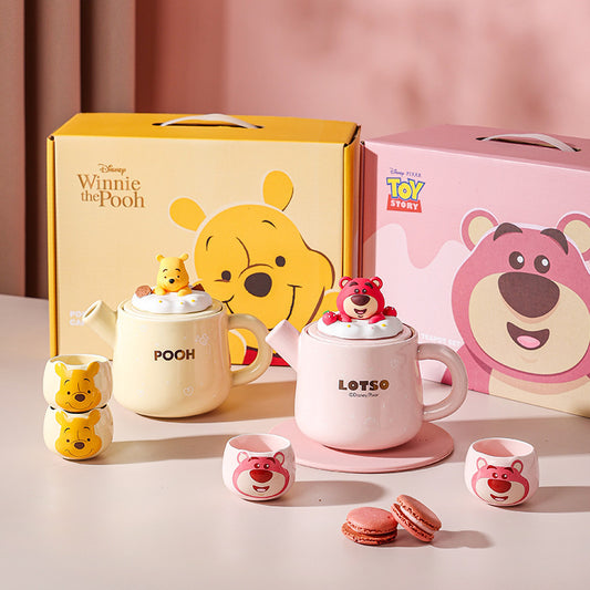 Disney Winnie the Pooh Tea Set Cute Bubble Tea Afternoon Tea Souvenir New High Temperature Resistant Filter Teapot