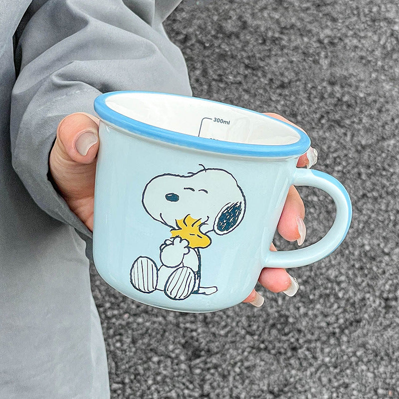 Snoopy mug ceramic high value mug home drinking water office water cup couple oatmeal mug breakfast mug