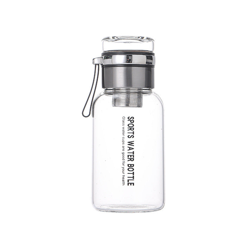 1000ml large-capacity outdoor portable water cup, transparent glass bubble tea cup, high temperature resistant rope tea water separation cup