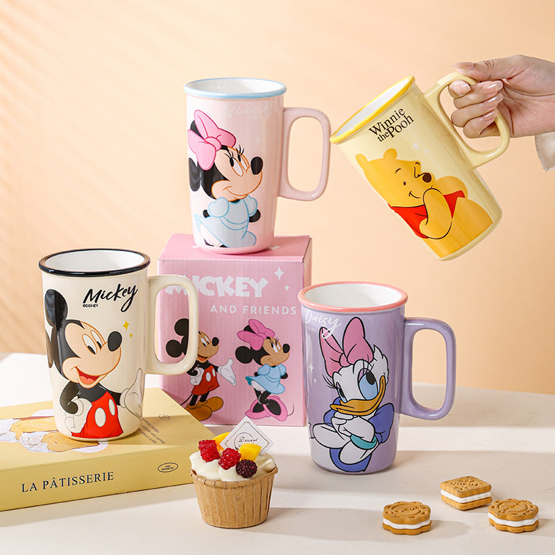 Disney large-capacity mug Stitch Milk Cup for home use, high-value cup, cartoon office water cup