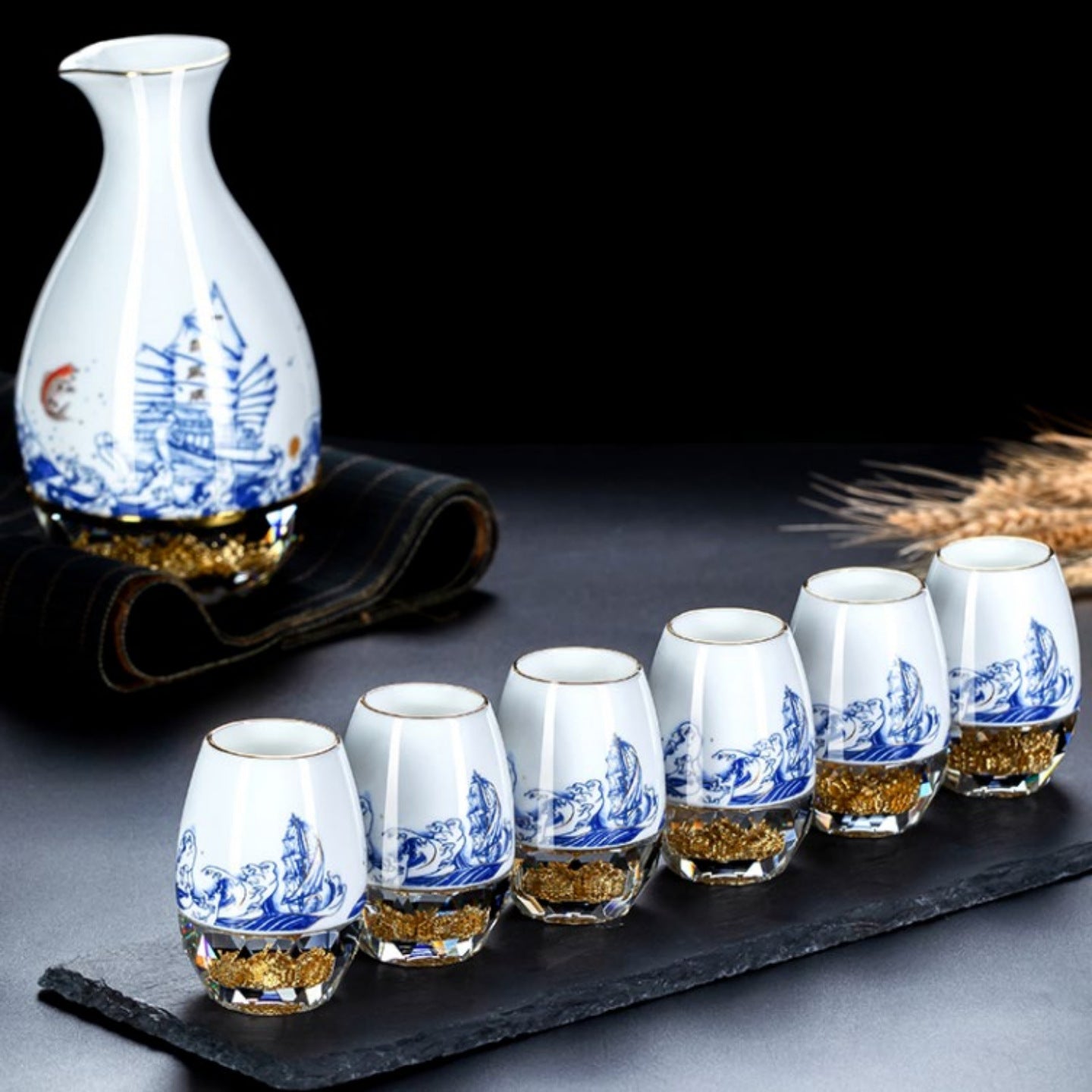 Bone bone china zodiac liquor set Chinese style liquor cup beast head spirits creative wine set gift box set