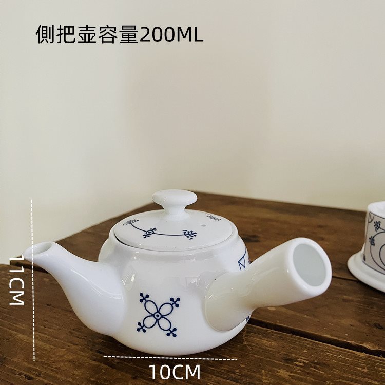 Blue and White Porcelain Alcohol Stove Blue European Style Retro Coffee Pot Export Ceramic Cold Water Kettle Household Wine Warming Jug Blue Hook Flower Keg