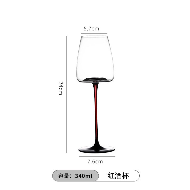 Light luxury burgundy red wine glasses home black and red bow tie crystal glass big belly goblet champagne glasses barware wholesale