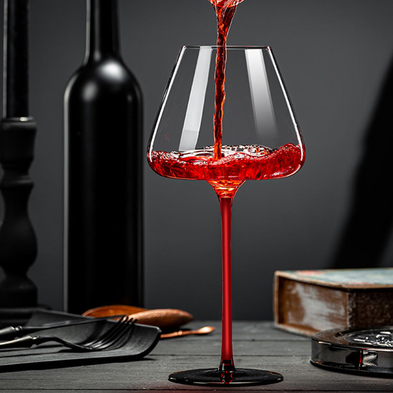 Light luxury burgundy red wine glasses home black and red bow tie crystal glass big belly goblet champagne glasses barware wholesale