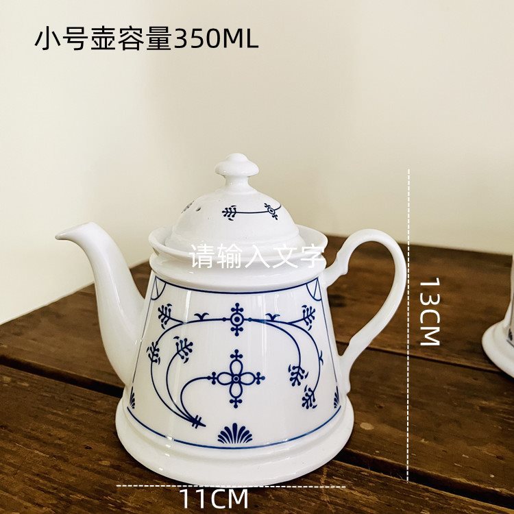 Blue and White Porcelain Alcohol Stove Blue European Style Retro Coffee Pot Export Ceramic Cold Water Kettle Household Wine Warming Jug Blue Hook Flower Keg