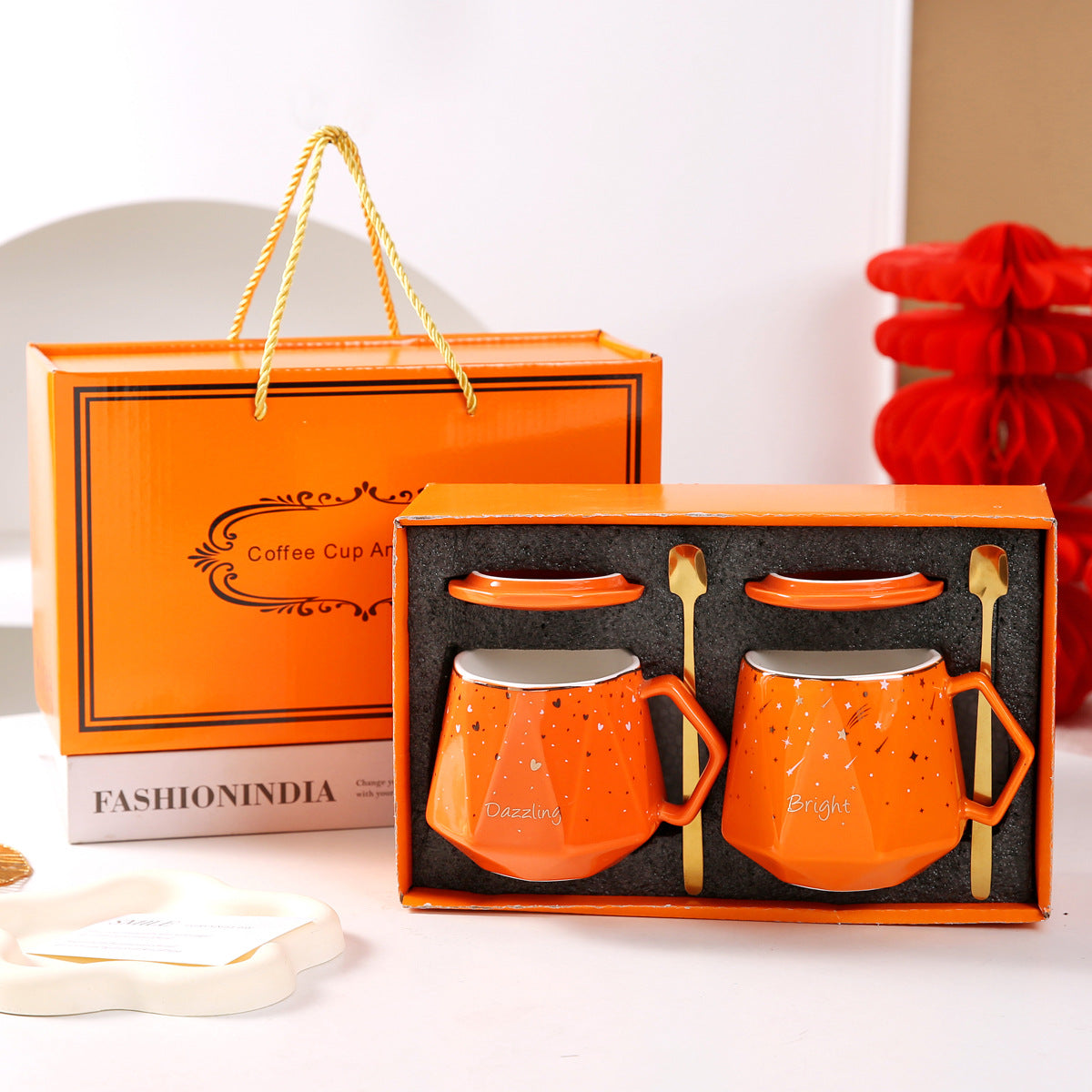 Souvenirs, ceramic pair cup set, wedding return gift, full moon gift, opening gift, business couple cup can be printed with logo