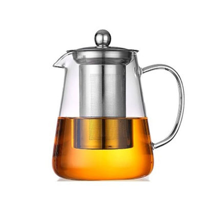 Full set glass teapot high borosilicate fair kettle stainless steel teapot with strainer high temperature glass teapot wholesale