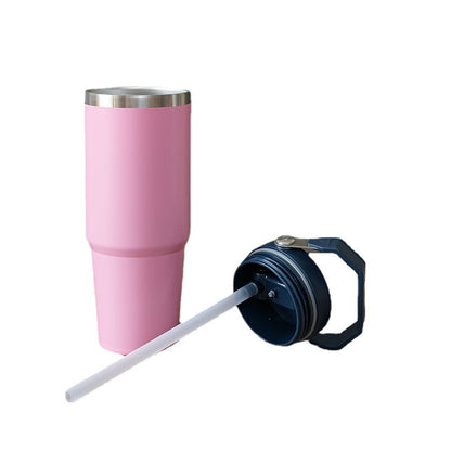 Foreign trade hand-in-hand lifting straw ice master cup cold milk cup 304 stainless steel beer mug outdoor sports kettle