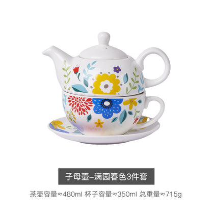 Creative Ceramic Tea Set Flower Teapot English Cup Mother Pot Office Single Coffee Pot Kettle Gift Wholesale