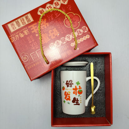 Souvenirs, ceramic pair cup set, wedding return gift, full moon gift, opening gift, business couple cup can be printed with logo