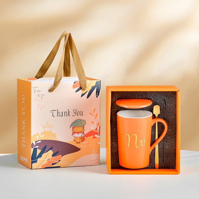 Souvenirs, ceramic pair cup set, wedding return gift, full moon gift, opening gift, business couple cup can be printed with logo