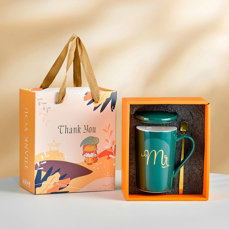 Souvenirs, ceramic pair cup set, wedding return gift, full moon gift, opening gift, business couple cup can be printed with logo