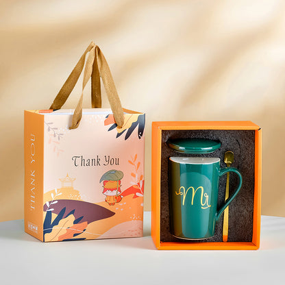 Souvenirs, ceramic pair cup set, wedding return gift, full moon gift, opening gift, business couple cup can be printed with logo