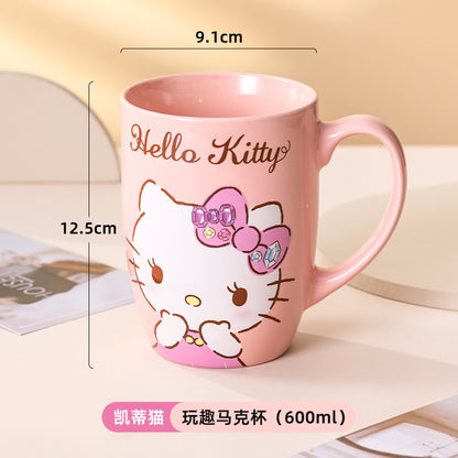 Sanrio ceramic mug, large capacity kulomi guhua cup, water cup, couple cup, high-value cup wholesale dropshipping