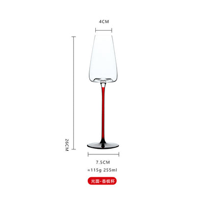 Light luxury burgundy red wine glasses home black and red bow tie crystal glass big belly goblet champagne glasses barware wholesale
