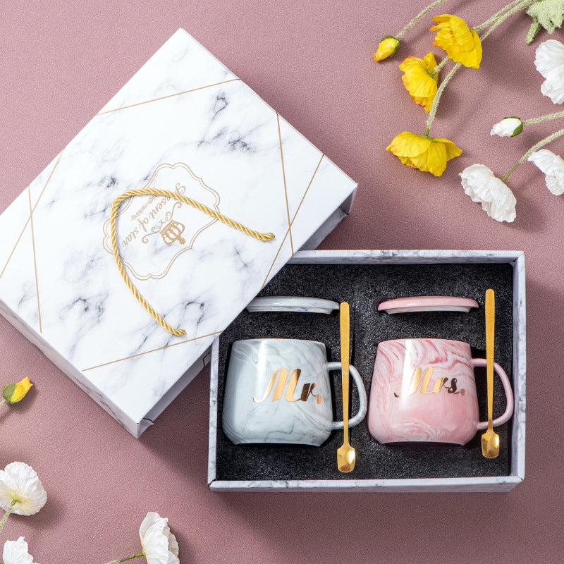 Souvenirs, ceramic pair cup set, wedding return gift, full moon gift, opening gift, business couple cup can be printed with logo