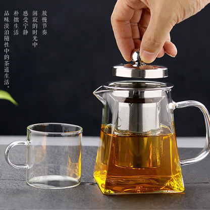 Full set glass teapot high borosilicate fair kettle stainless steel teapot with strainer high temperature glass teapot wholesale