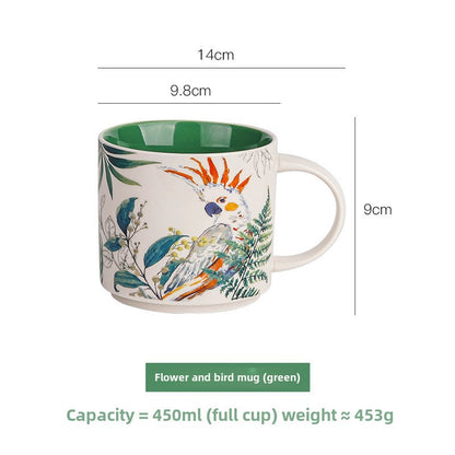 High-value floral glazed ceramic mug mug mug household large capacity breakfast cup business National Day gift logo