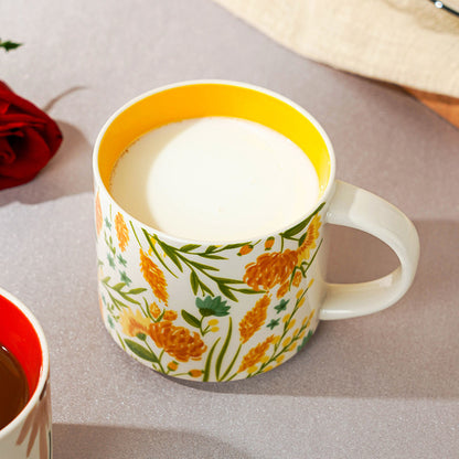 High-value floral glazed ceramic mug mug mug household large capacity breakfast cup business National Day gift logo
