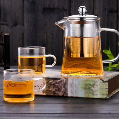 Full set glass teapot high borosilicate fair kettle stainless steel teapot with strainer high temperature glass teapot wholesale