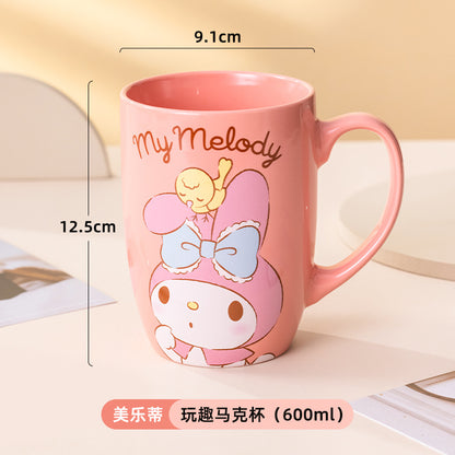 Sanrio ceramic mug, large capacity kulomi guhua cup, water cup, couple cup, high-value cup wholesale dropshipping