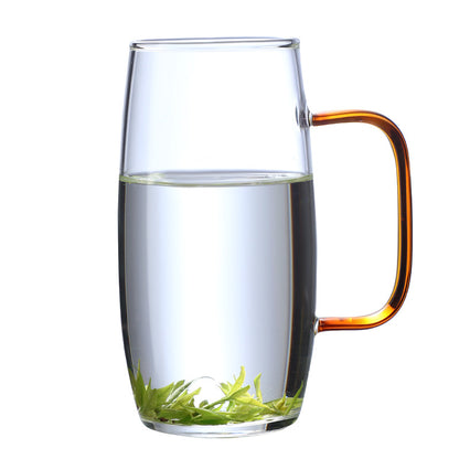 High borosilicate glass green teacup color handle glass drinking cup for living room drinking cup for office use