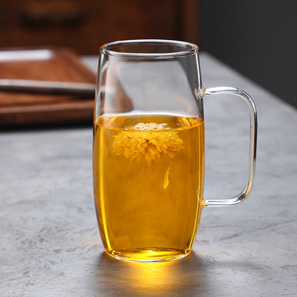 High borosilicate glass green teacup color handle glass drinking cup for living room drinking cup for office use
