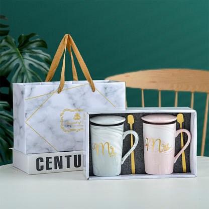 Souvenirs, ceramic pair cup set, wedding return gift, full moon gift, opening gift, business couple cup can be printed with logo