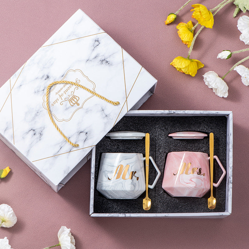 Souvenirs, ceramic pair cup set, wedding return gift, full moon gift, opening gift, business couple cup can be printed with logo