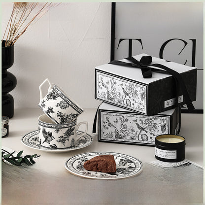 Half summer flower retro coffee cup cup saucer souvenir set ceramic high-value korean ins small fragrance mug