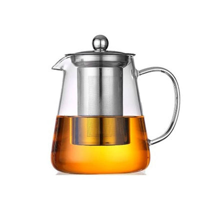 Full set glass teapot high borosilicate fair kettle stainless steel teapot with strainer high temperature glass teapot wholesale